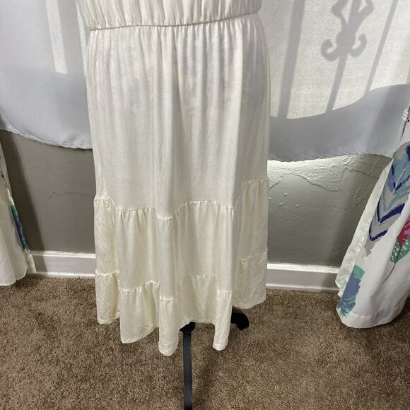 NWT Beach Break Cream Off-white drop waist summer midi dress. Size Large - Picture 4 of 7